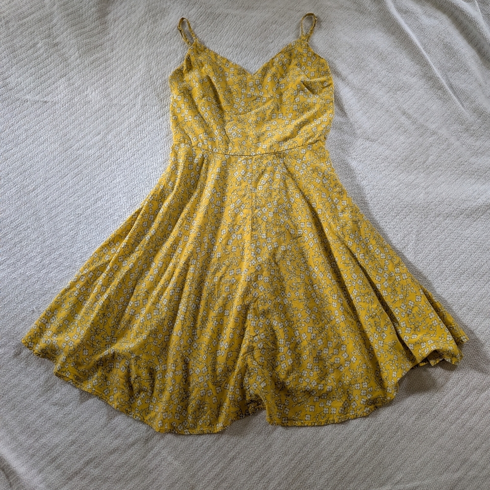 The Gap Yellow Floral Print Sleeveless Mini Dress Size M